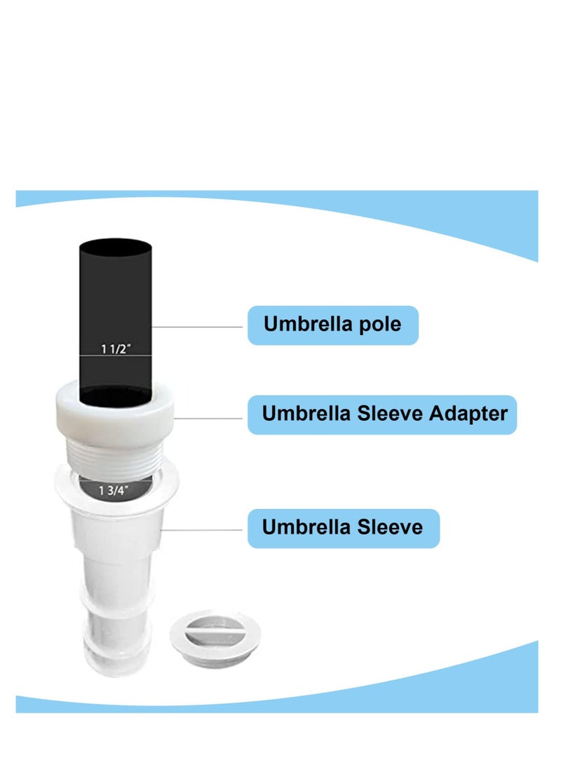 Pool Umbrella Stabilizer Adapter, Pool Umbrella Threaded Adapter Sleeves, Umbrella Pole Stabilizer, for Outdoor Patio Deck 1 3/4