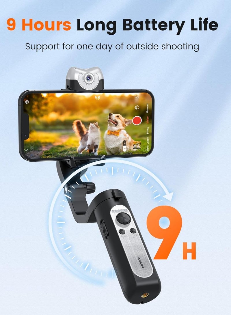 hohem iSteady V2S Gimbal Stabilizer for Smartphone, 3-Axis Gimbal for iPhone, AI Tracking, Portable and Foldable Gimbal with Fill Light, Phone Stabilizer for Video Recording