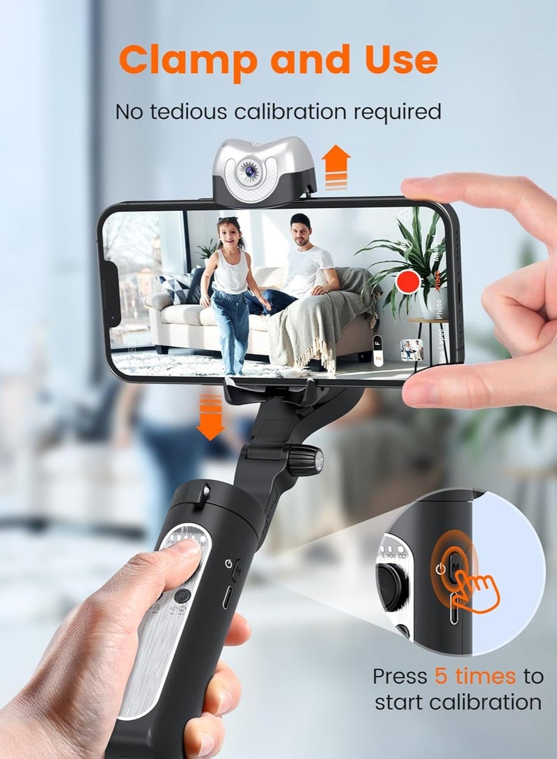 hohem iSteady V2S Gimbal Stabilizer for Smartphone, 3-Axis Gimbal for iPhone, AI Tracking, Portable and Foldable Gimbal with Fill Light, Phone Stabilizer for Video Recording