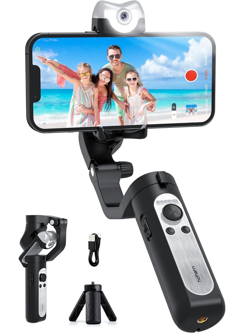 hohem iSteady V2S Gimbal Stabilizer for Smartphone, 3-Axis Gimbal for iPhone, AI Tracking, Portable and Foldable Gimbal with Fill Light, Phone Stabilizer for Video Recording