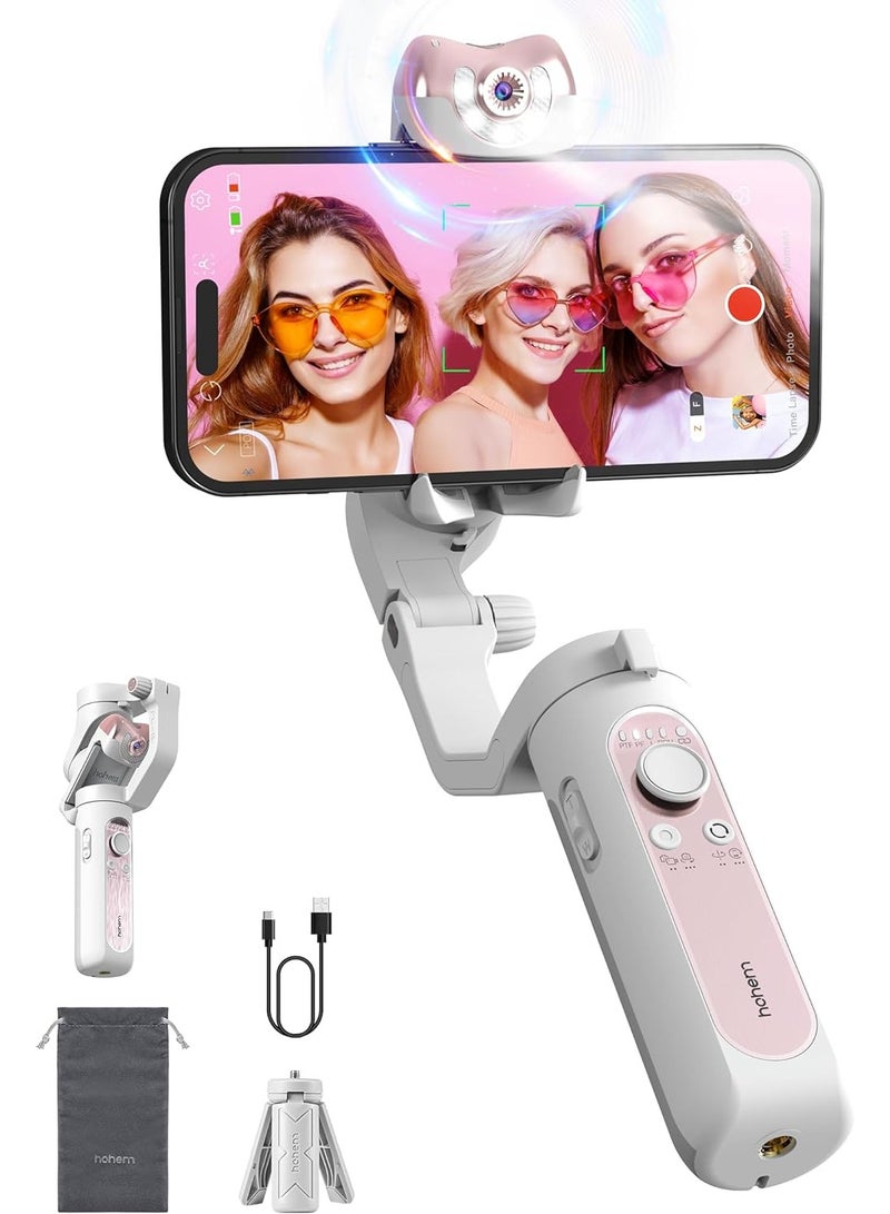 hohem iSteady V2S Gimbal Stabilizer for Smartphone, 3-Axis Gimbal for iPhone, AI Tracking, Portable and Foldable Gimbal with Fill Light, Phone Stabilizer for Video Recording