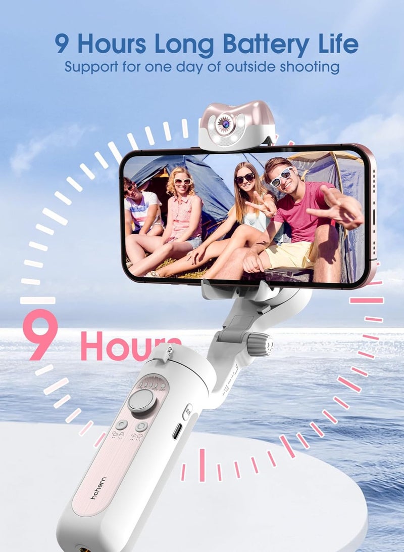 hohem iSteady V2S Gimbal Stabilizer for Smartphone, 3-Axis Gimbal for iPhone, AI Tracking, Portable and Foldable Gimbal with Fill Light, Phone Stabilizer for Video Recording