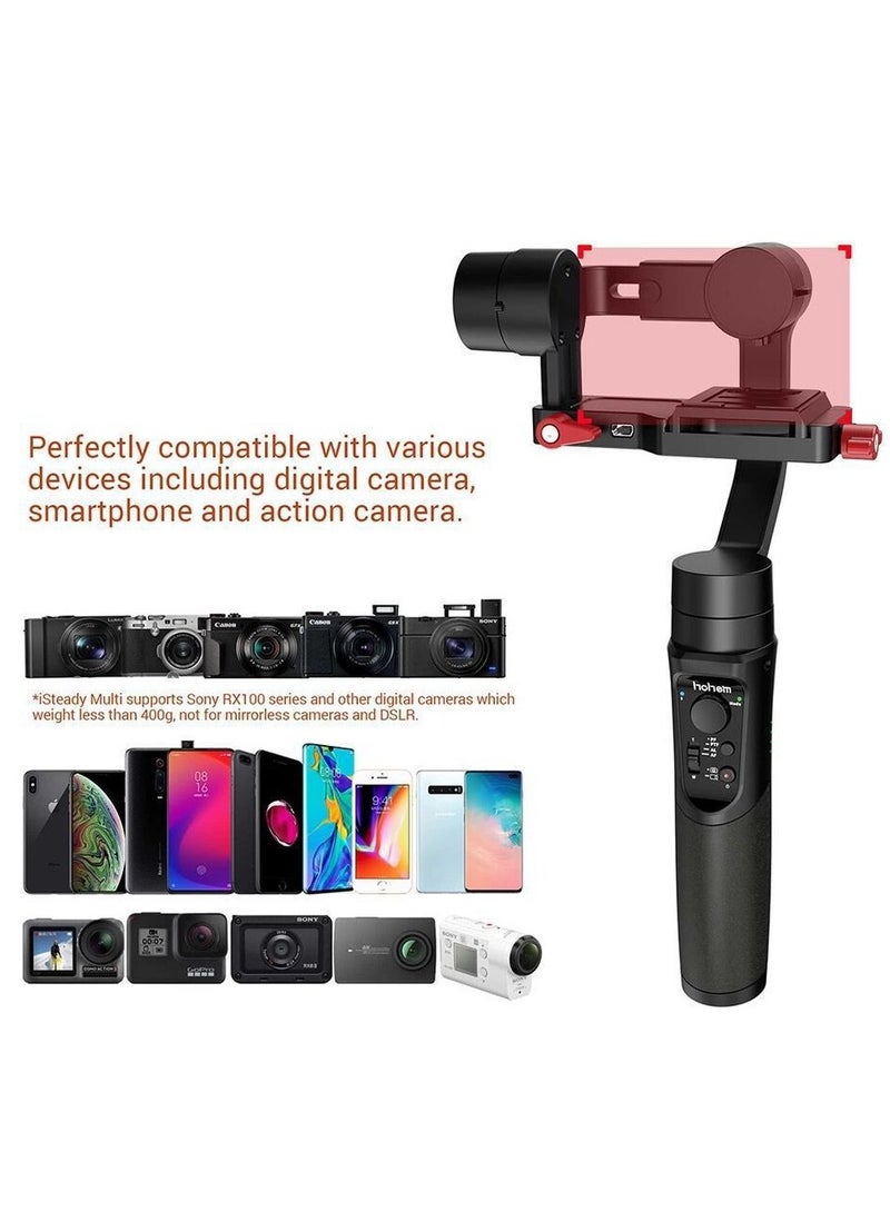 Hohem iSteady-Multi Gimbal for Compact Camera 3-Axis Handheld Gimble Stabilizer for Sony RX100M7/6/5/4/3 RX0 II Gopro & Osmo Action Camera and Smartphone 3 in 1 Gimbal Stabilizer