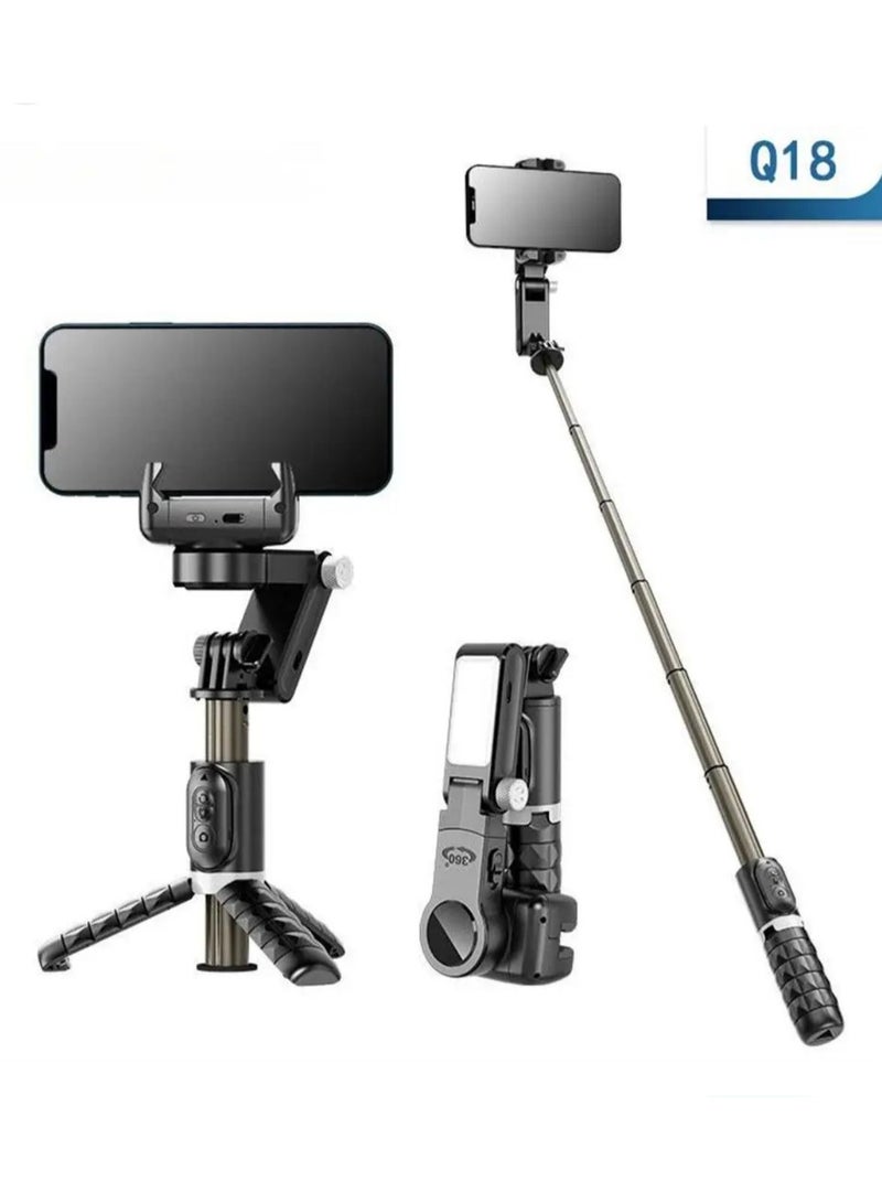 Q18 Desktop Gimbal Selfie Stick Tripod Stabilizer With Fill Light Remote Following Foldable For IPhone Xiaomi Live Broadcast