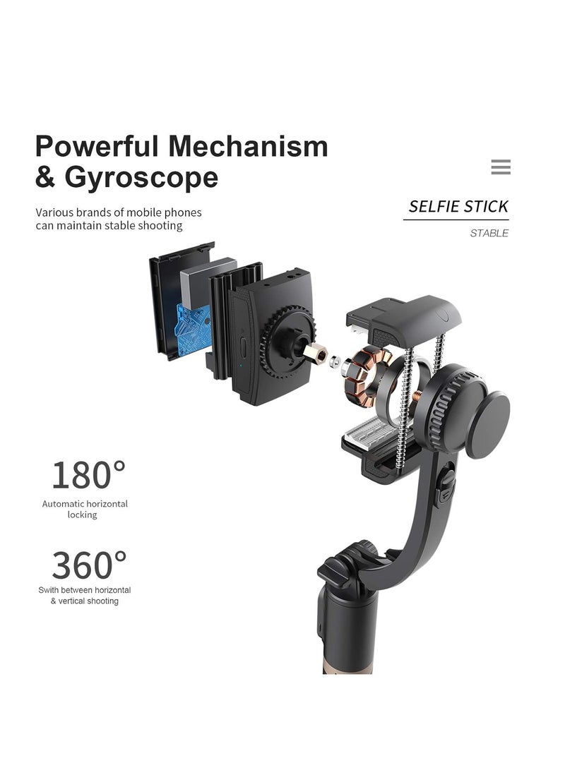 Q08 Bluetooth Handheld Gimbal Stabilizer Outdoor Bracket Wireless Stick Adjustable Selfie Holder for IOS & Android Phone Black