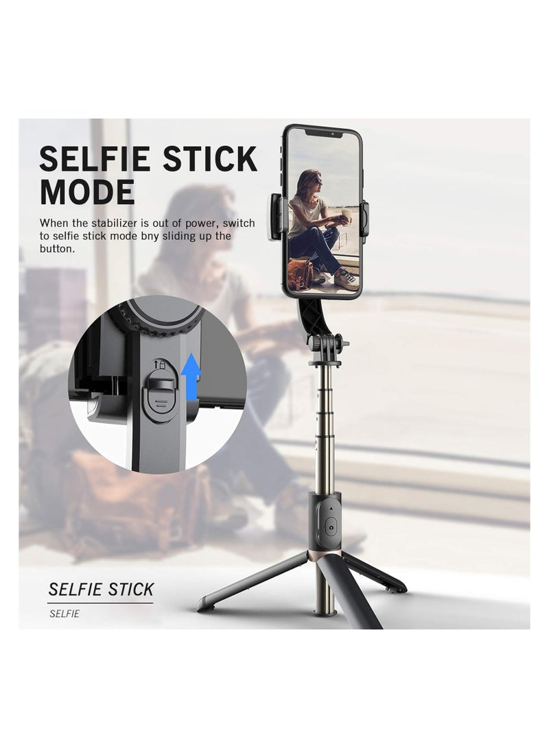 Q08 Bluetooth Handheld Gimbal Stabilizer Outdoor Bracket Wireless Stick Adjustable Selfie Holder for IOS & Android Phone Black