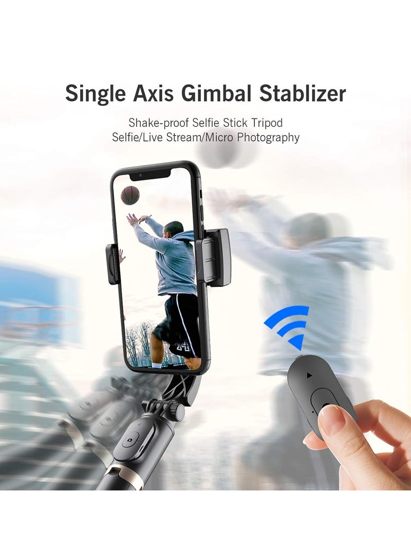 Q08 Bluetooth Handheld Gimbal Stabilizer Outdoor Bracket Wireless Stick Adjustable Selfie Holder for IOS & Android Phone Black