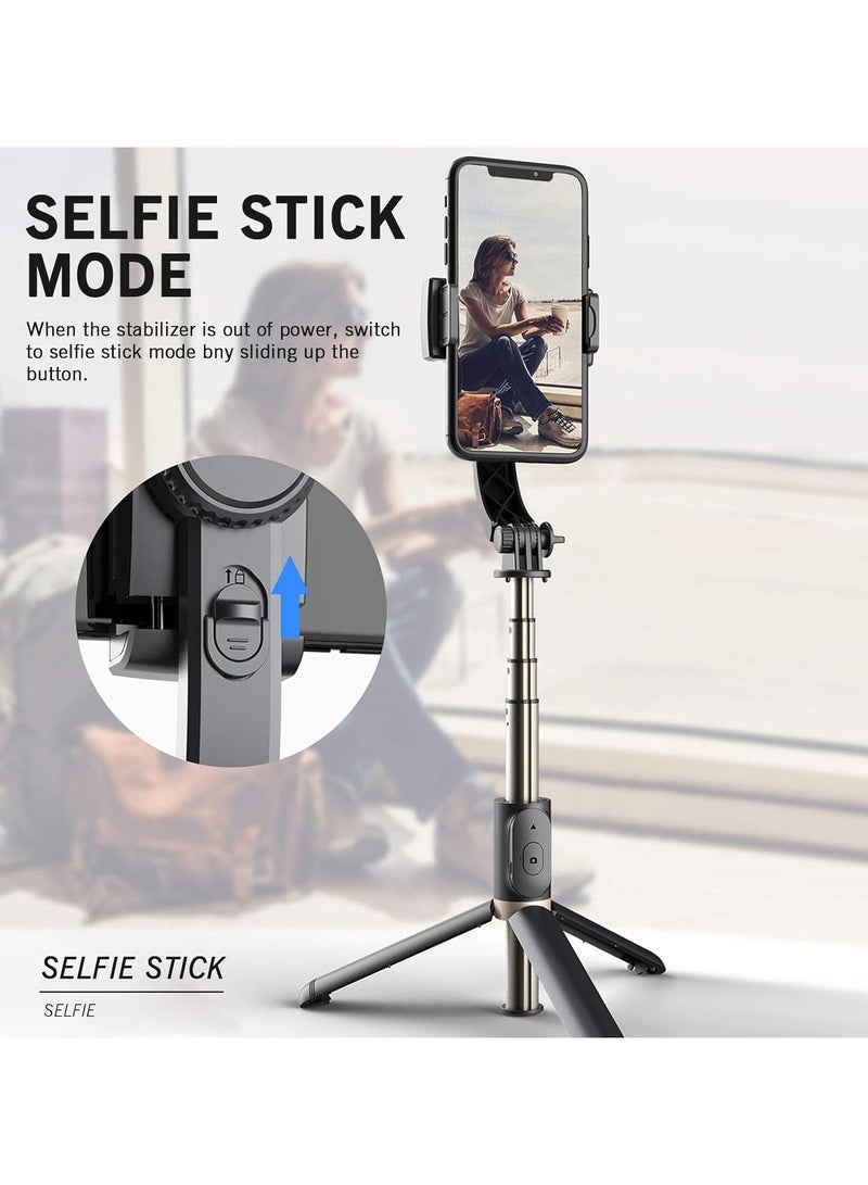 Q08 Bluetooth Handheld Gimbal Stabilizer Outdoor Bracket Wireless Stick Adjustable Selfie Holder for IOS & Android Phone Black