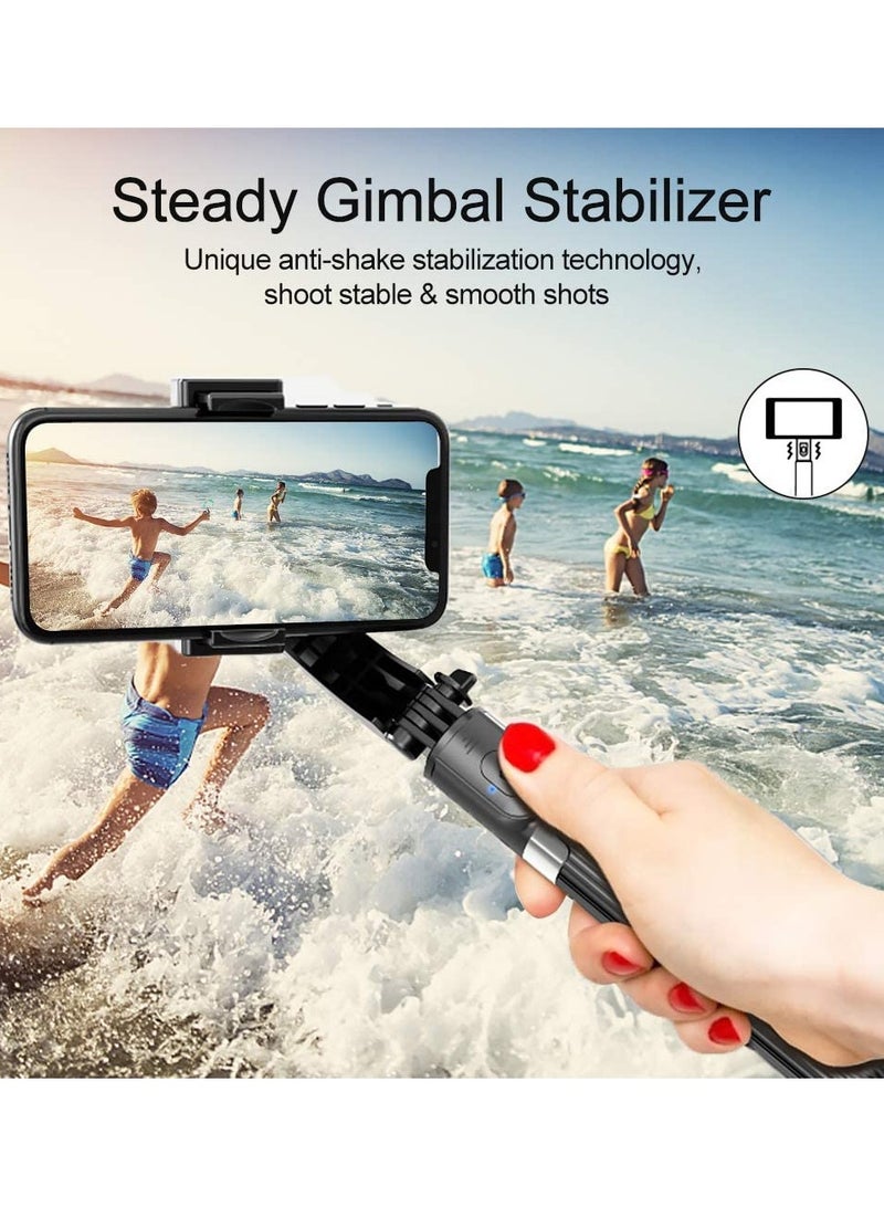 Selfie Stick Gimbal Stabilizer, 360° Rotation Tripod with Wireless Remote, Portable Phone Holder, Auto Balance 1-Axis Gimbal for Smartphones Tiktok Vlog Youtuber Live Video Record