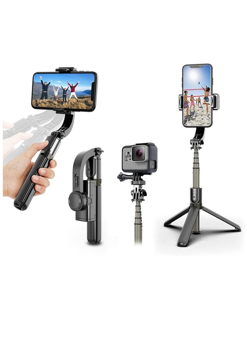 Selfie Stick Gimbal Stabilizer, 360° Rotation Tripod with Wireless Remote, Portable Phone Holder, Auto Balance 1-Axis Gimbal for Smartphones Tiktok Vlog Youtuber Live Video Record