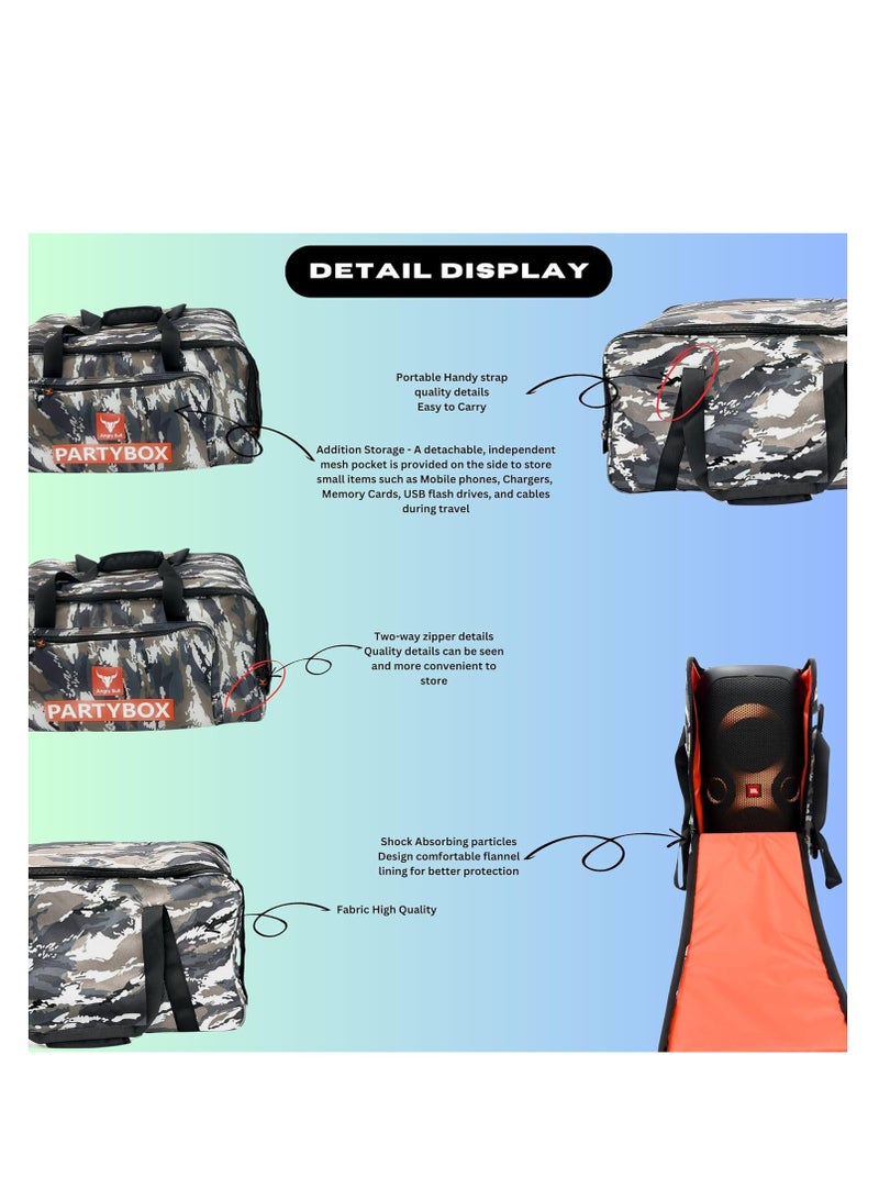 Speaker Bag Safety Storage Case with Handy Strap Travel Bag Compatible for (JBL PARTYBOX 110 BAG ARMY-F)
