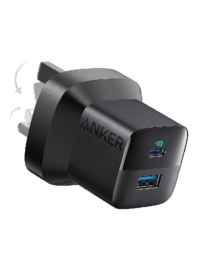 323 Charger 33W USB-C Power Delivery and USB-A port Adapter Black