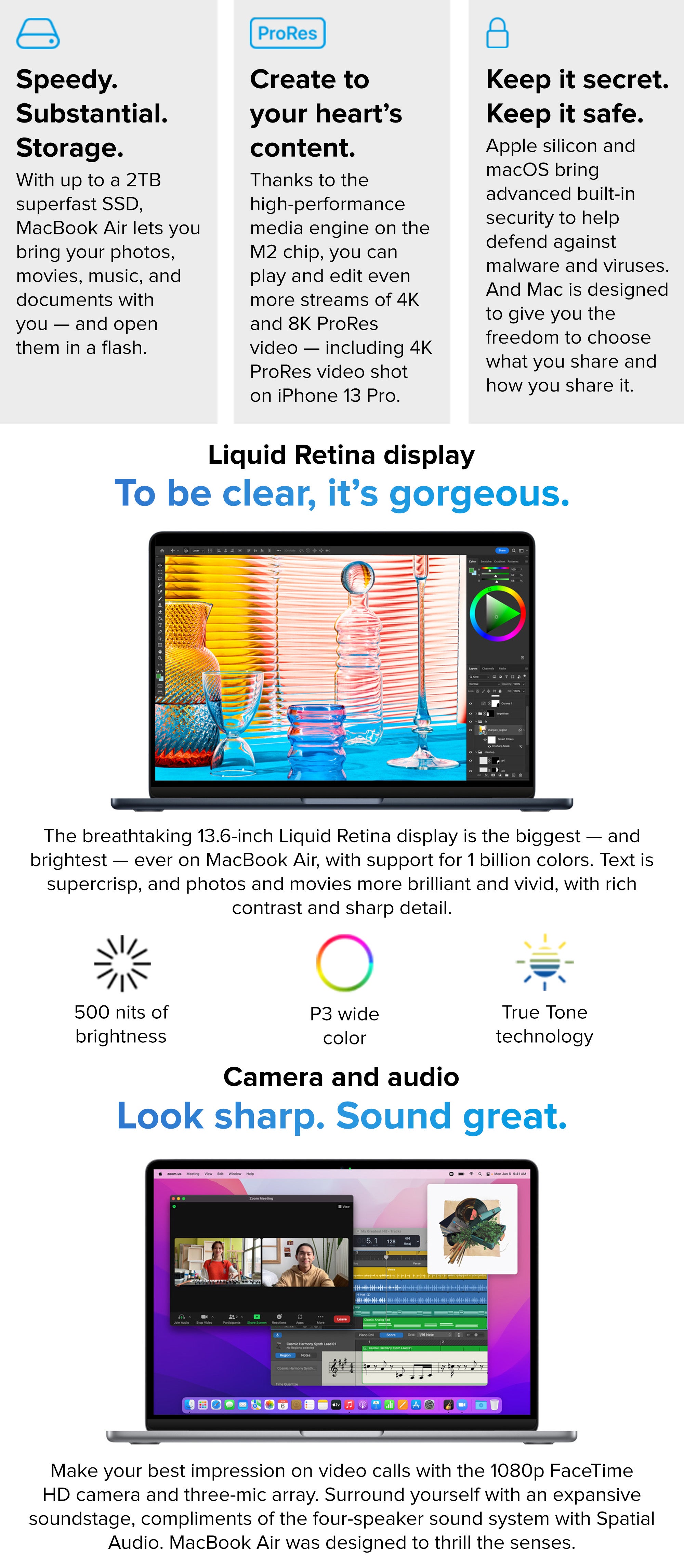 MacBook Air MLY13 13-Inch Display: Apple M2 chip with 8-core CPU and 8-core GPU, 256GB SSD, English Arabic Keyboard Starlight