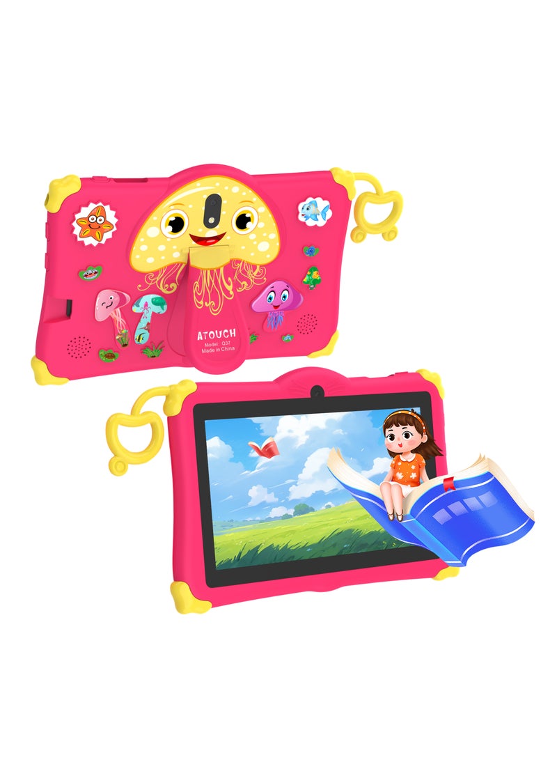 Kids Tablet Early Education Wi-Fi Android Tablet 7 inch Screen Portable Anti Drop Silicone Edge Built In Stand Games And Zoom App Supported