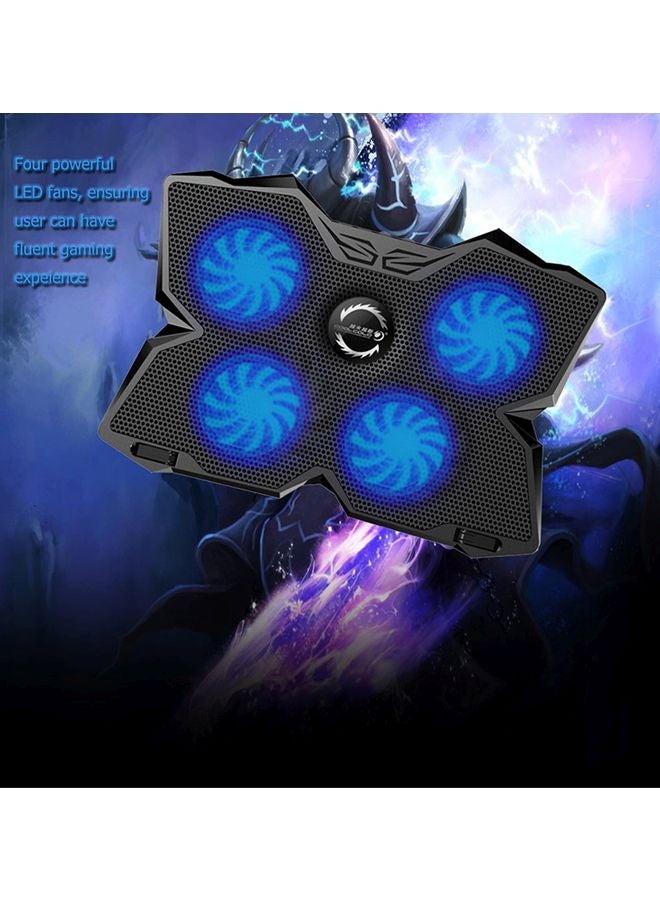 Laptop Cooling Pad Radiator With Led Four Fans Blue/Black