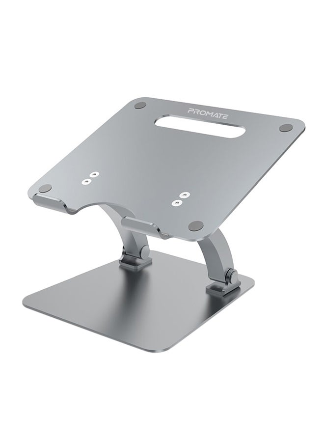 Aluminium Laptop Stand, Portable Ergonomic Multi-Level Ventilated Notebook Stand with Non-Skid Silicon Grip and Adjustable Multi-Angle Design For Laptops up to 17 Inches Grey