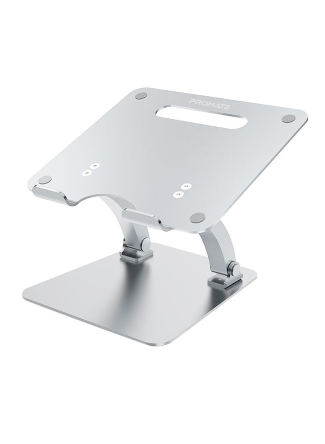 Aluminium Laptop Stand, Portable Ergonomic Multi-Level Ventilated Notebook Stand with Non-Skid Silicon Grip and Adjustable Multi-Angle Design For Laptops up to 17 Inches Silver