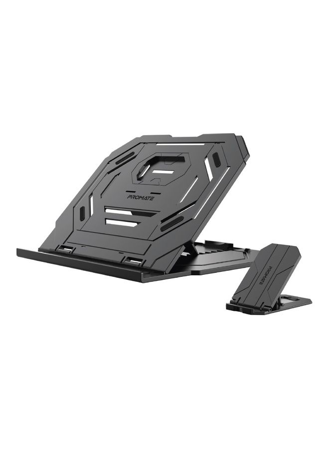 2-In-1 Foldable Laptop And Smartphone Riser Stand With 360 Degree Rotatable Base Black