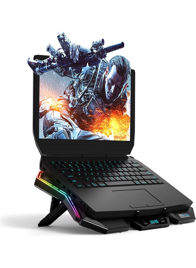 Portable Laptop Cooling Pad with 6 Fans Black