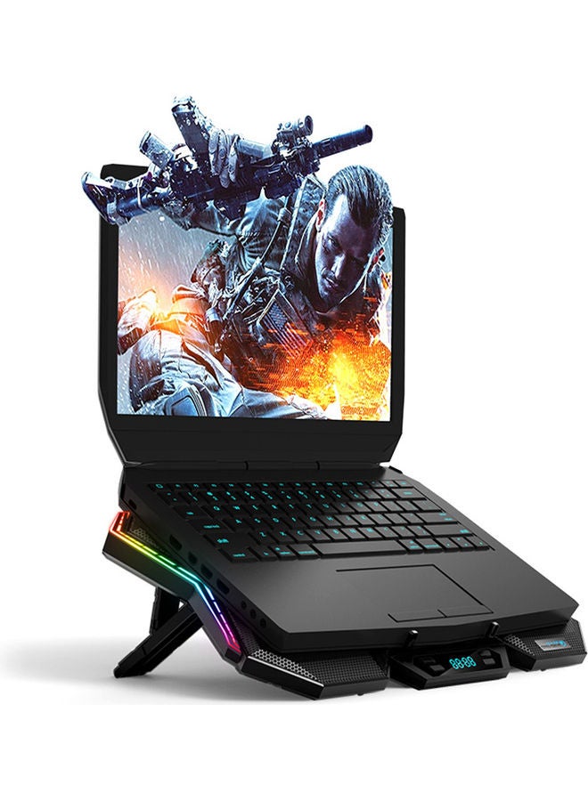 K40 Laptop Cooler 6-Fan Cooling Stand with RGB Light Black