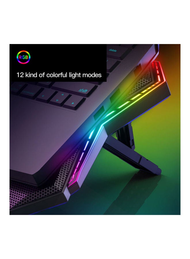 K40 Laptop Cooler 6-Fan Cooling Stand with RGB Light Black