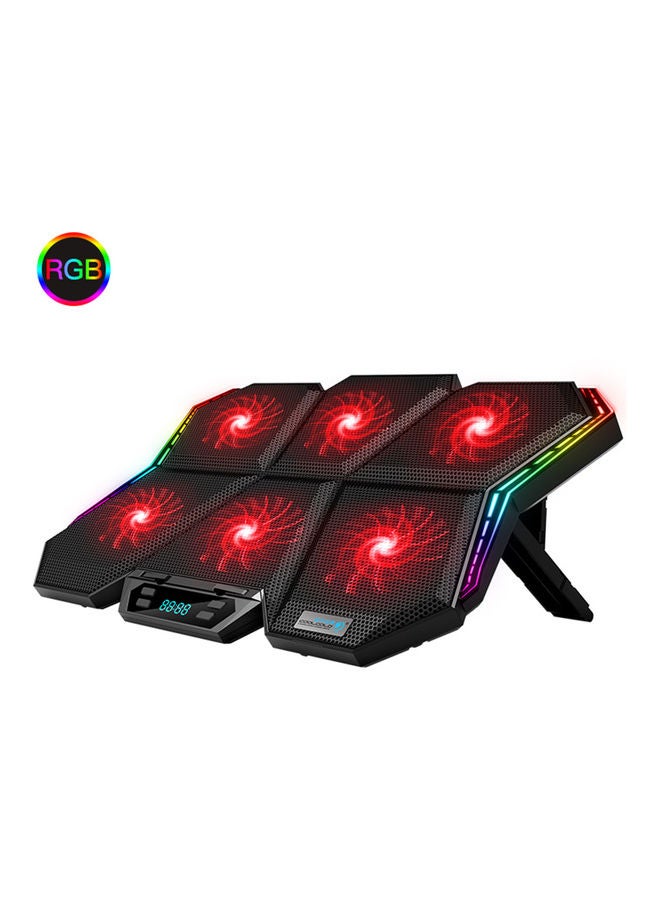 K40 Laptop Cooler 6-Fan Cooling Stand with RGB Light Black