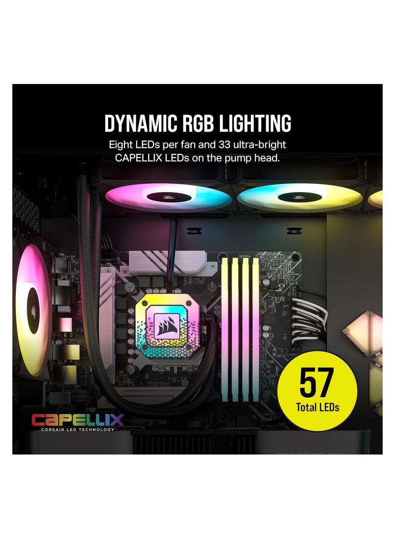 iCUE H150i Elite CAPELLIX XT Desktop Liquid CPU Cooler - Three AF120 RGB Elite Fans - 360mm Radiator - Intel LGA 1700, 1200, 115X, 2066, AMD AM5, AM4 - Included Commander Core