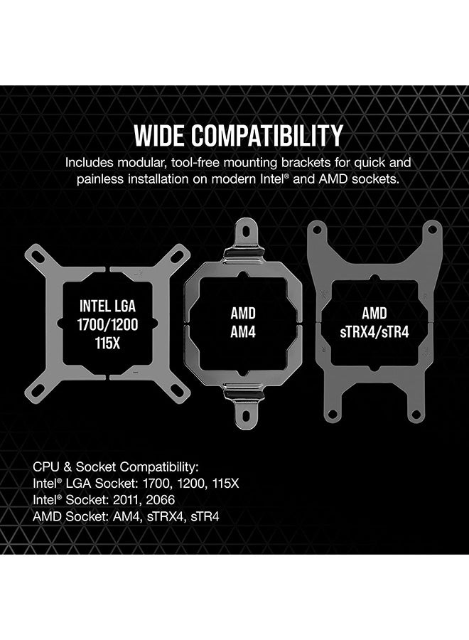 iCUE H100i ELITE LCD Display Liquid CPU Cooler-Custom IPS LCD Screen-40 Dynamic RGB LEDs-120mm Fans-240mm Radiator-COMMANDER CORE Smart Lighting Controller Black