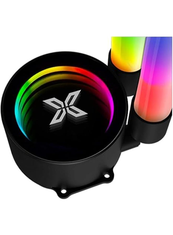 Neon Aqua 240 AIO CPU Liquid Cooler (ARGB LED Pump Head & Tube, 2PCS X22A Fan & Galaxy II Fan Control Kit)