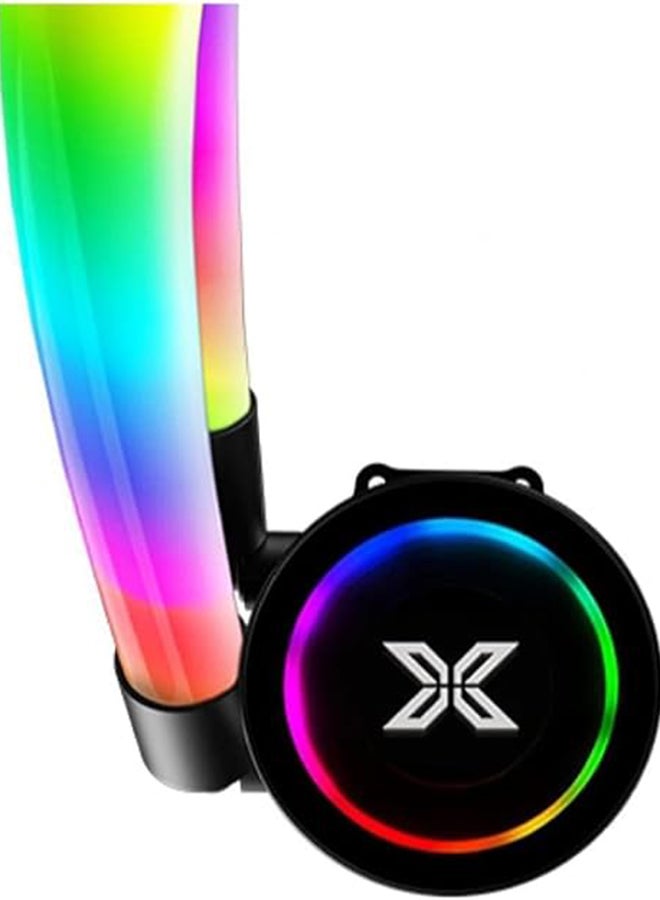 Neon Aqua 240 AIO CPU Liquid Cooler (ARGB LED Pump Head & Tube, 2PCS X22A Fan & Galaxy II Fan Control Kit)