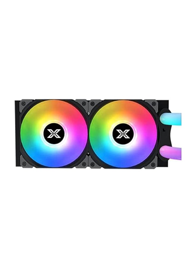 Neon Aqua 240 AIO CPU Liquid Cooler (ARGB LED Pump Head & Tube, 2PCS X22A Fan & Galaxy II Fan Control Kit)