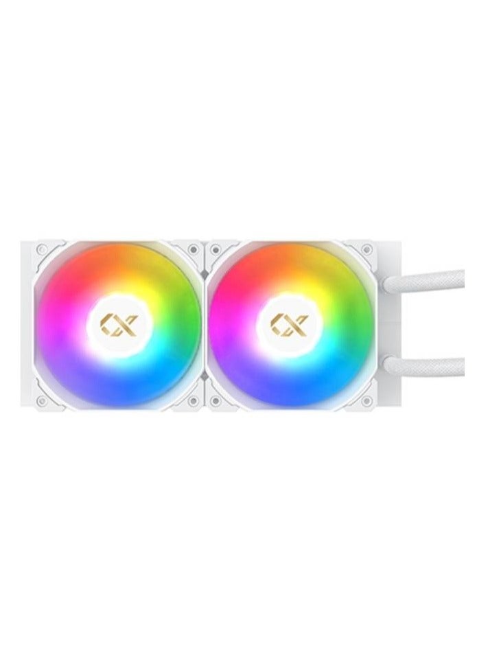 FROZR-O II 240 (AIO Liquid Cooler, White, LCD Pump Head, 2xX22A PWM ARGB Fan, Galaxy II Fan Control Box & Remote) EN40436