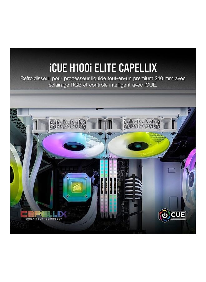 iCUE H100i Elite CAPELLIX, 240mm Radiator, Liquid CPU Cooler White