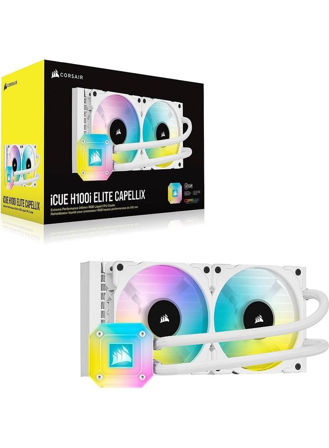 iCUE H100i Elite CAPELLIX, 240mm Radiator, Liquid CPU Cooler White