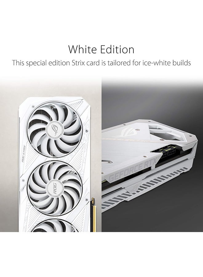 ROG STRIX NVIDIA GeForce RTX 3090 White OC Edition Gaming Graphics Card (PCIe 4.0, 24GB GDDR6X, HDMI 2.1, DisplayPort 1.4a, White color scheme, Axial-tech Fan Design, 2.9-slot, Super Alloy Power White