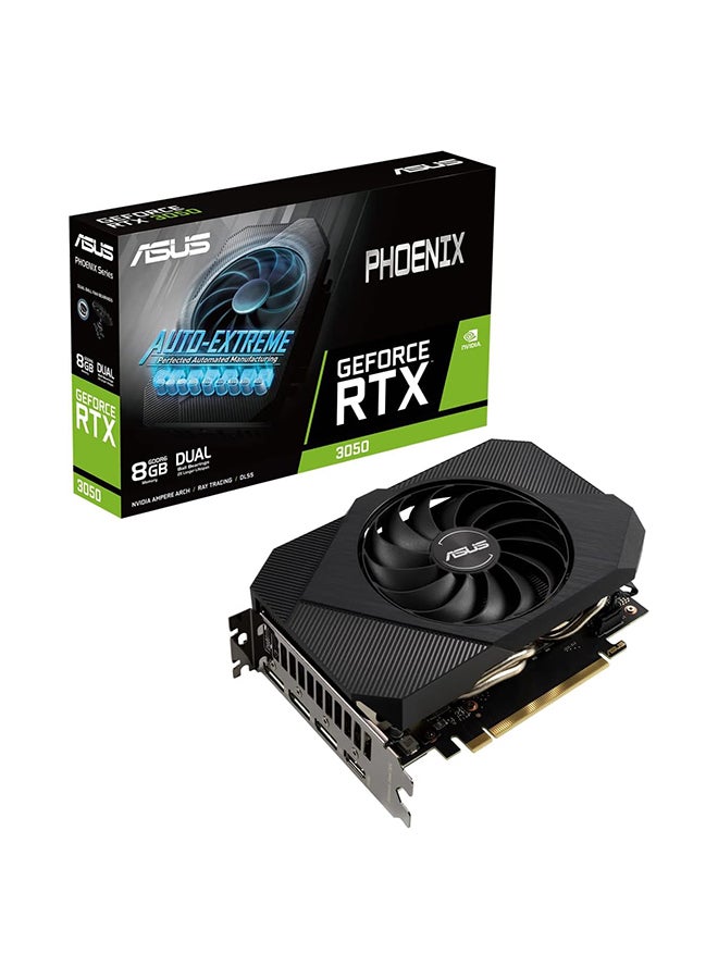 Phoenix NVIDIA GeForce RTX 3050 Gaming Graphics Card (PCIe 4.0, 8GB GDDR6 memory, HDMI 2.1, DisplayPort 1.4a, Axial-tech Fan Design, Protective Backplate, Dual ball fan bearings, Auto-Extreme) Black