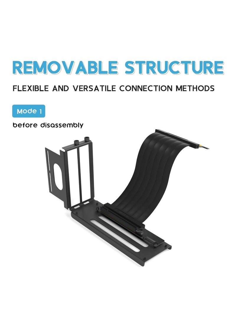 Vertical GPU Mounting Bracket Graphics Card Holder Kit, Mount with PCIE Riser Cable 90 Degree Right Angle 20cm 3.0 Black