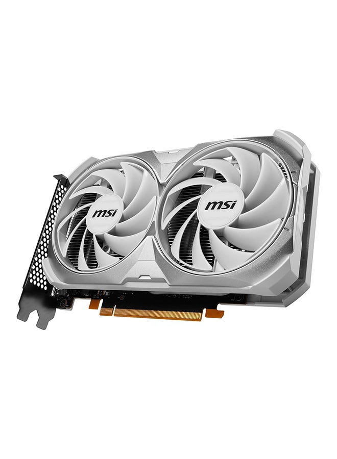 GeForce RTX 4060 VENTUS 2X WHITE 8GB GDDR6 Graphics Card, 2490 MHz Boost Clock, 3072 CUDA Cores, PCIe Gen 4, 128-bit Memory, 17 Gbps Memory Speed, HDMI 2.1 & DisplayPort v1.4a, 8K Resolution, G-SYNC, 4 Display Support, 912-V516-030 White