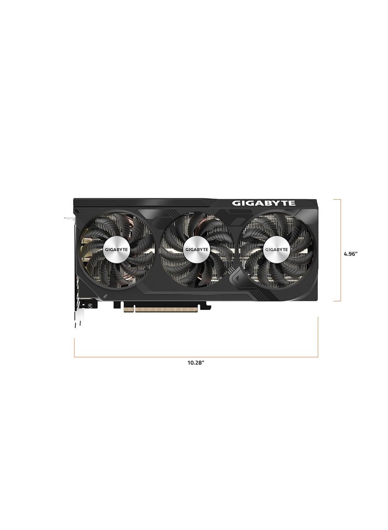 GeForce RTX 4070 SUPER WINDFORCE OC Graphics Crad, 12GB GDDR6X 192 bit Memory, 2505 MHz Core Clock, 21 Gbps Memory Speed, 7168 CUDA, PCI-E 4.0, HDMI 2.1a, DP 1.4a | GV-N407SWF3OC-12GD Black