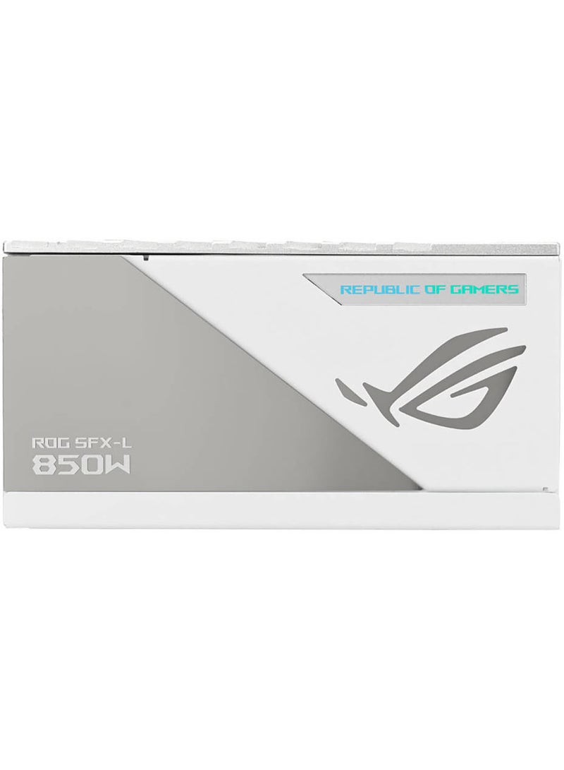 Rog Loki SFX-L 850W Power Supply Unit, 80 Plus Platinum, Fully Modular, PCIe Gen 5.0, 120mm ARGB-Illuminated Fan & Aura Sync, ROG Heatsinks, 0dB Fan Button, White Edition | 90YE00N2-B0NA00 White