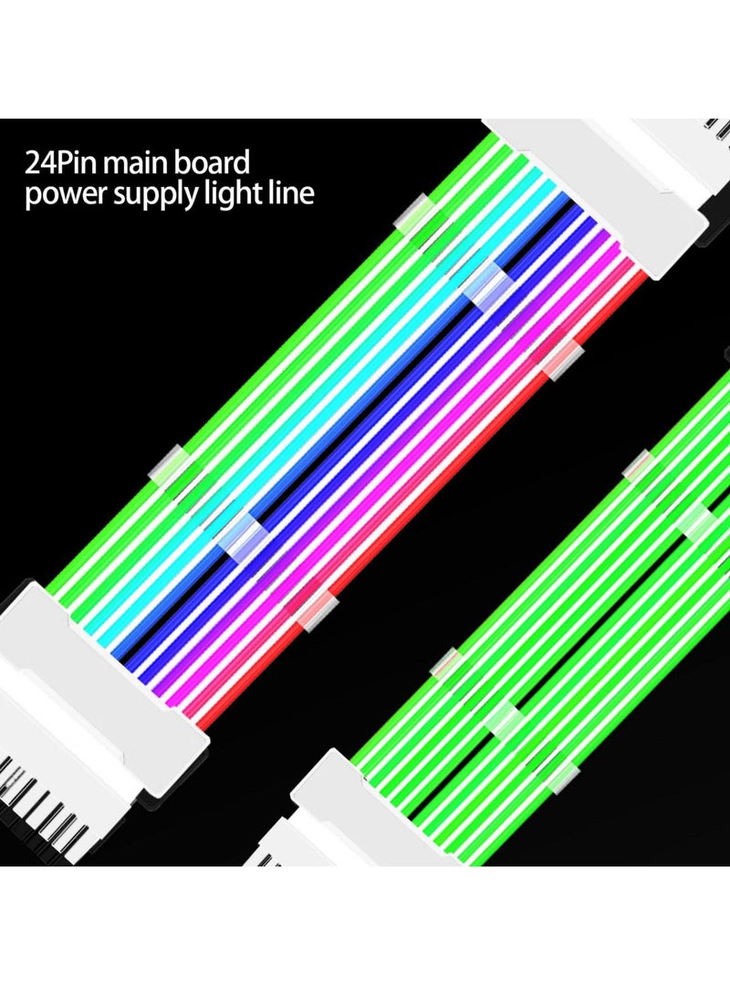 Addressable RGB Power Extension Cable, 24 Pin/2x8Pin/3x8Pin ATX RGB Cable, RGB ARGB Extension Cable, PC Internal Components for Motherboard Connector (White)