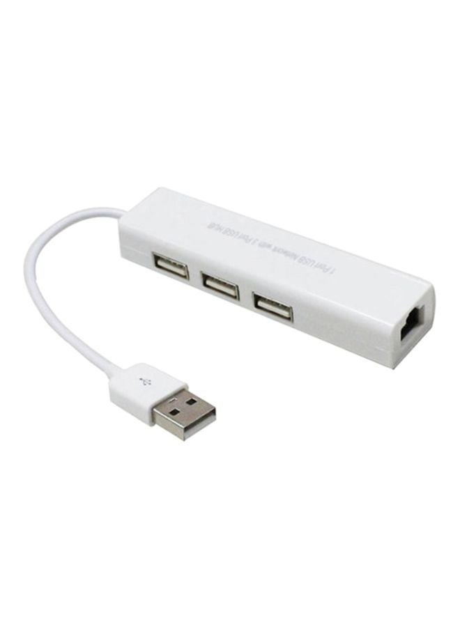 3-Port USB LAN Hub White