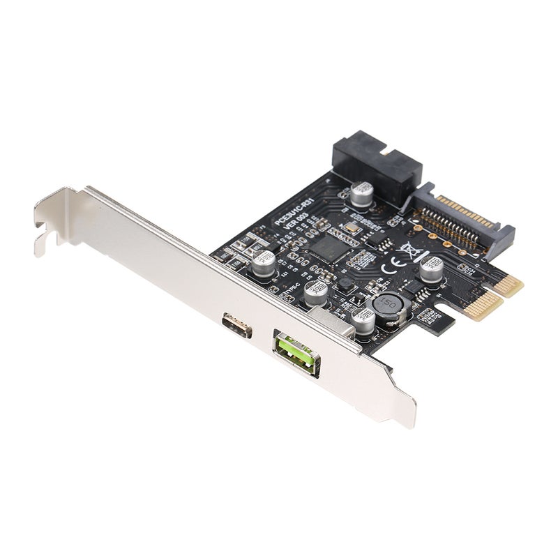 19 Pin PCI-E To USB 3.1 Type-C Expansion Card Black/Silver