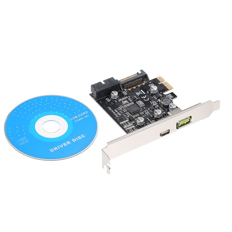 19 Pin PCI-E To USB 3.1 Type-C Expansion Card Black/Silver