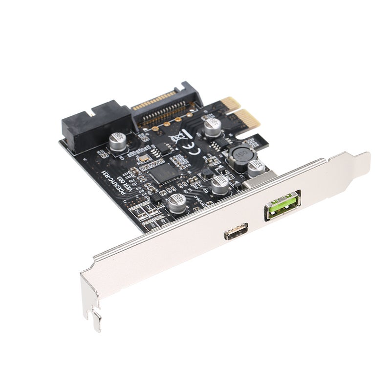 19 Pin PCI-E To USB 3.1 Type-C Expansion Card Black/Silver