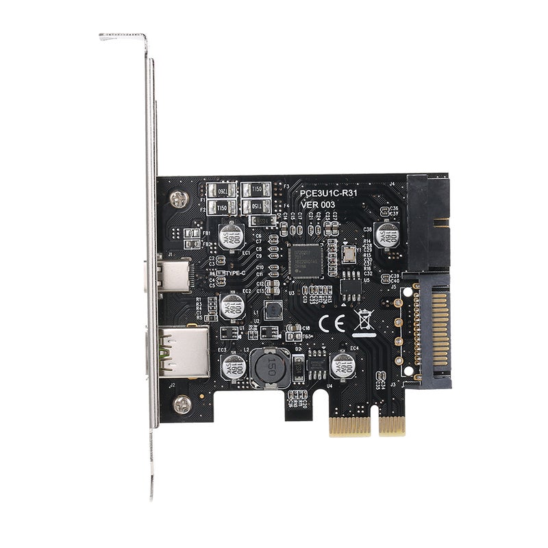 19 Pin PCI-E To USB 3.1 Type-C Expansion Card Black/Silver