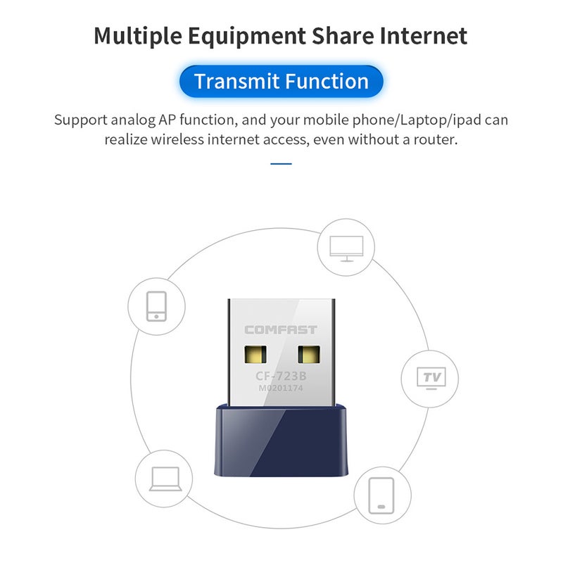 Blueooth Wireless Adapter USB WiFi Network Card Blue