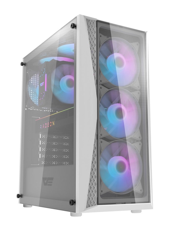 Darkflash DK352 PLUS Luxury ATX/MATX/ITX Gaming PC Case With, Pre-Installed 4 * 120MM ARGB Fans, Transparent Glass Front Panel, USB 3.0 Computer Case Support 360mm Radiator, Computer Case (White)