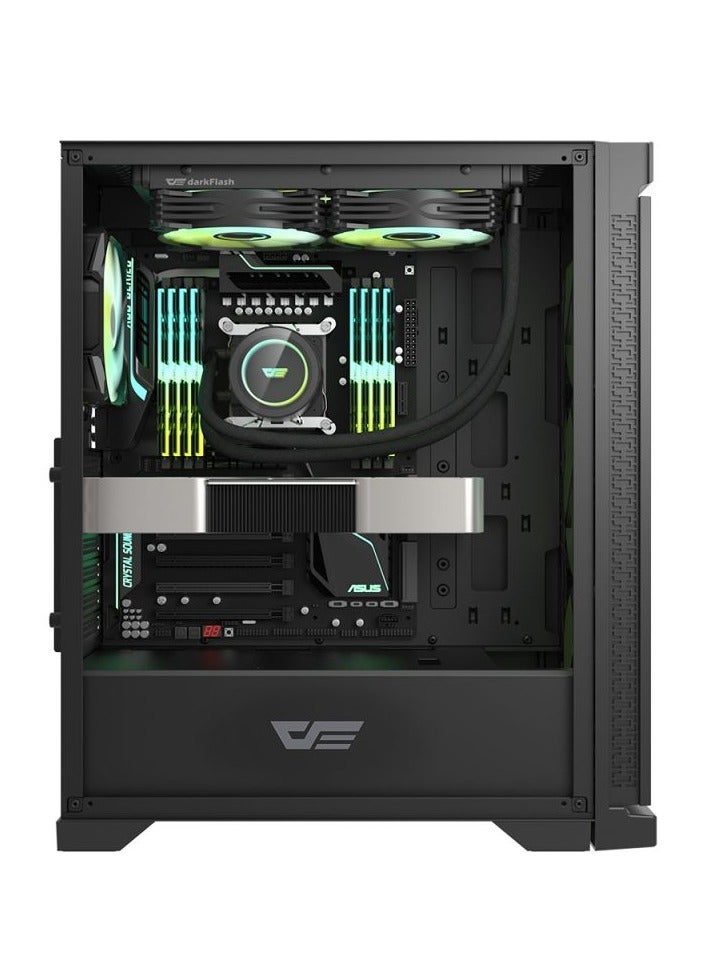 Darkflash DK361 ATX/M-ATX/Mini ITX Mesh Type Computer Case With Pre-Installed 4 ARGB Fans, USB 3.0, Tempered Glass Side Panel, Supports Up to 360mm Radiators - Gaming PC Case