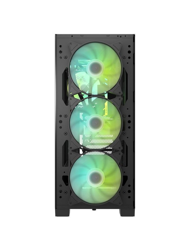 Darkflash DK361 ATX/M-ATX/Mini ITX Mesh Type Computer Case With Pre-Installed 4 ARGB Fans, USB 3.0, Tempered Glass Side Panel, Supports Up to 360mm Radiators - Gaming PC Case
